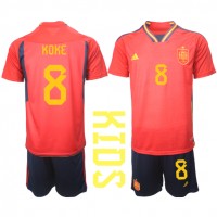 Spania Koke #8 Fotballklær Hjemmedraktsett Barn VM 2022 Kortermet (+ korte bukser)
